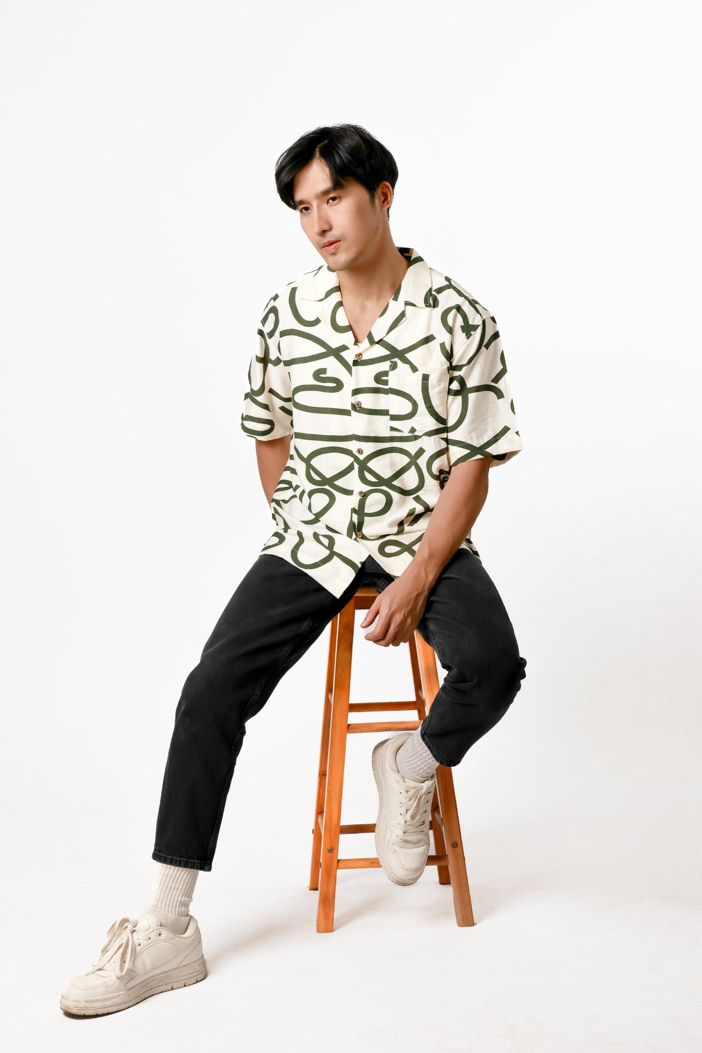 Abstract Line Cotton Polo