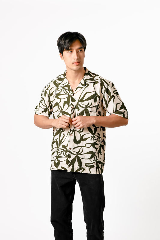 Abstract Floral Cotton Polo
