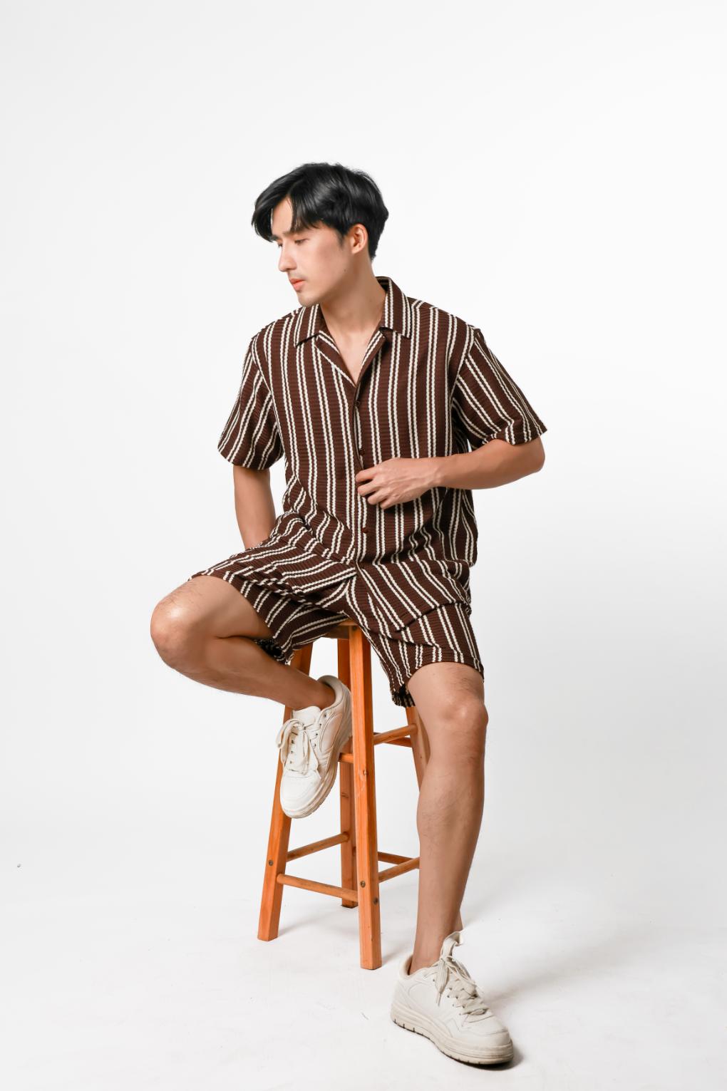 Striped Resort Set — Brown