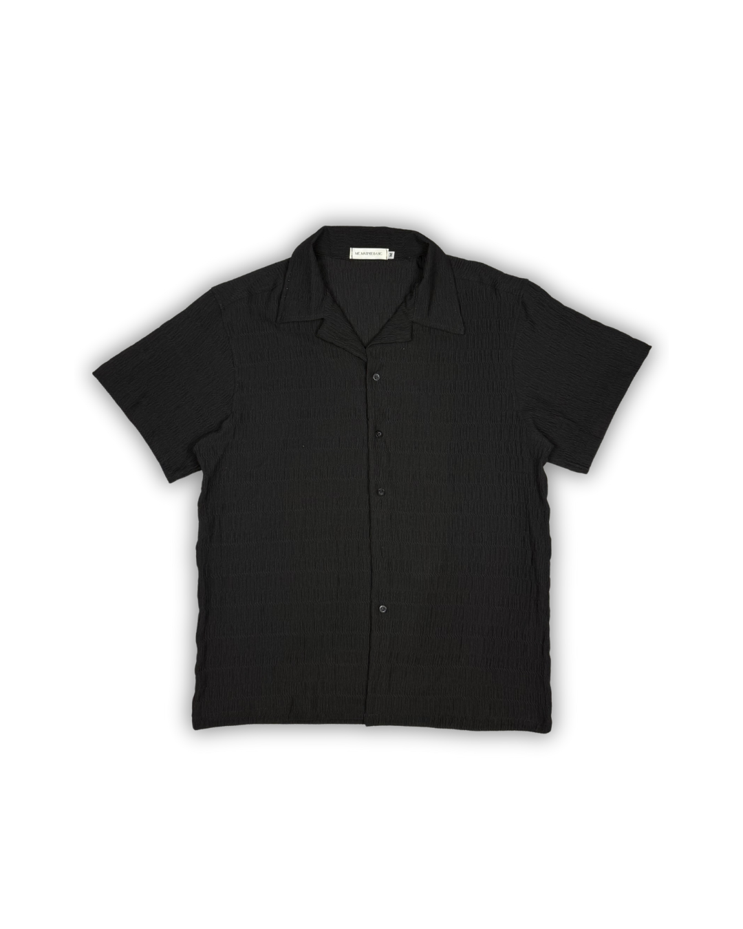 Black Seersucker Camp Shirt