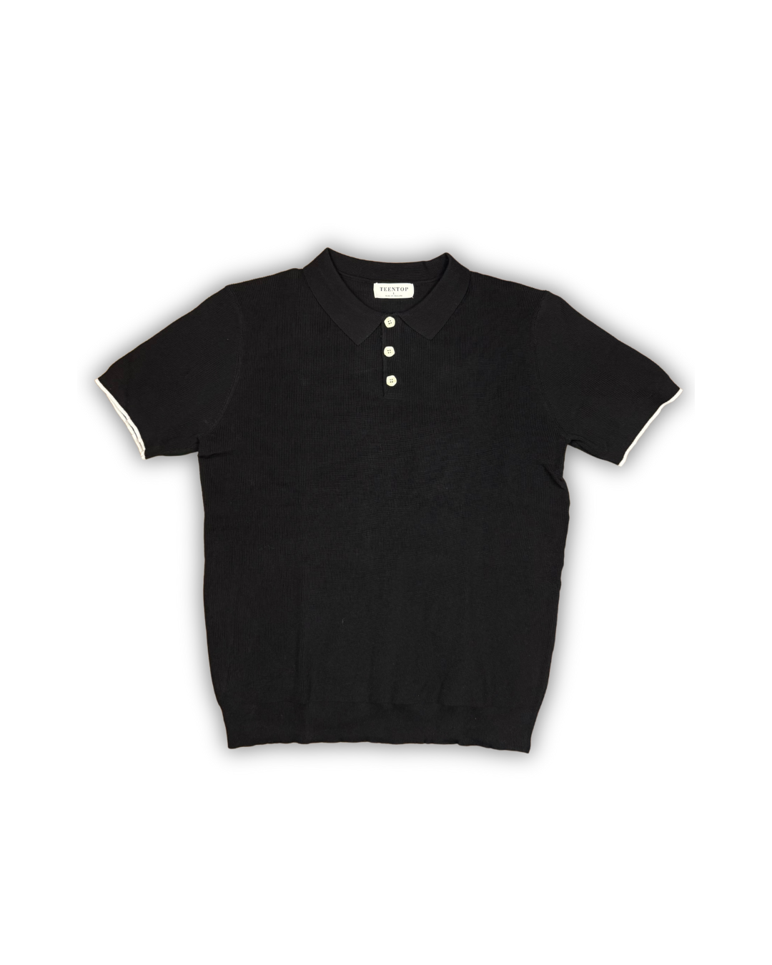 Black Knit Button Polo