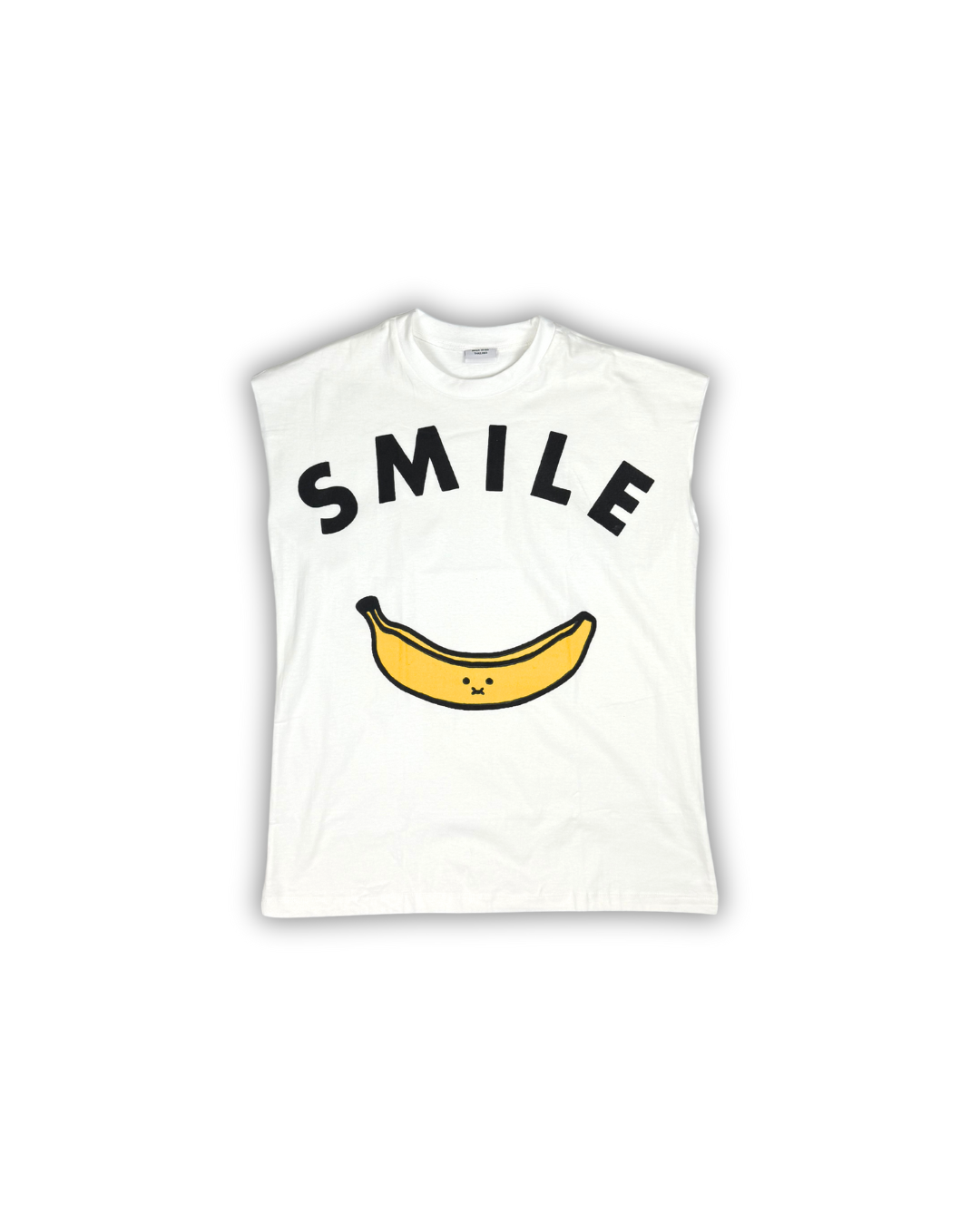 White Smile Banana Graphic Muscle Tee