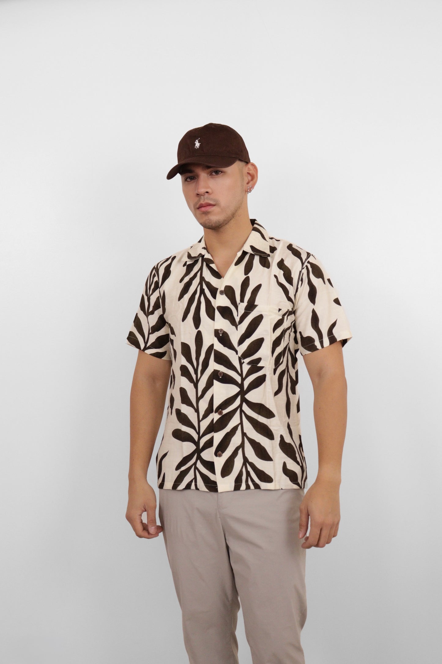 Dark Brown Tropic Vine Camp Shirt