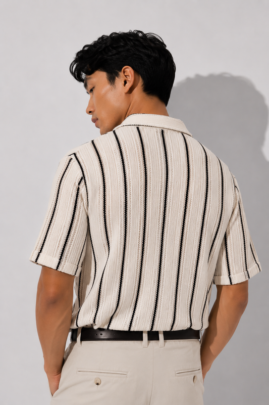 Monochrome Stripe Camp Shirt