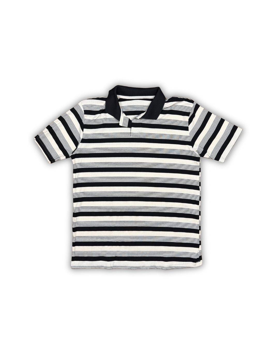 Black & White Contrast Collar Stripe Polo