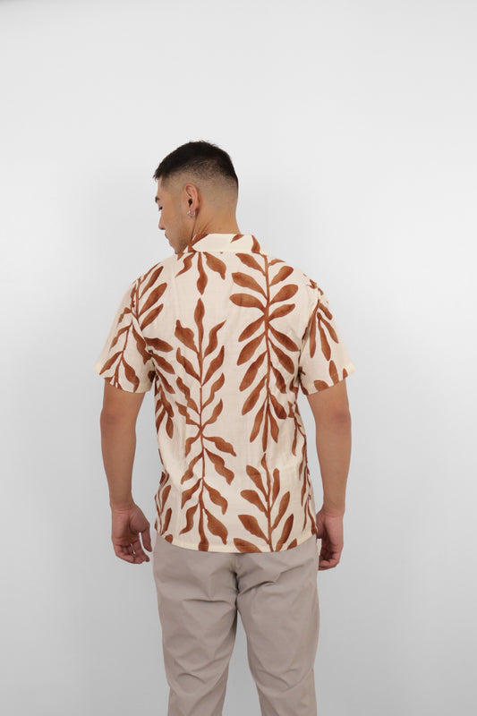 Brown Tropic Vine Camp Shirt