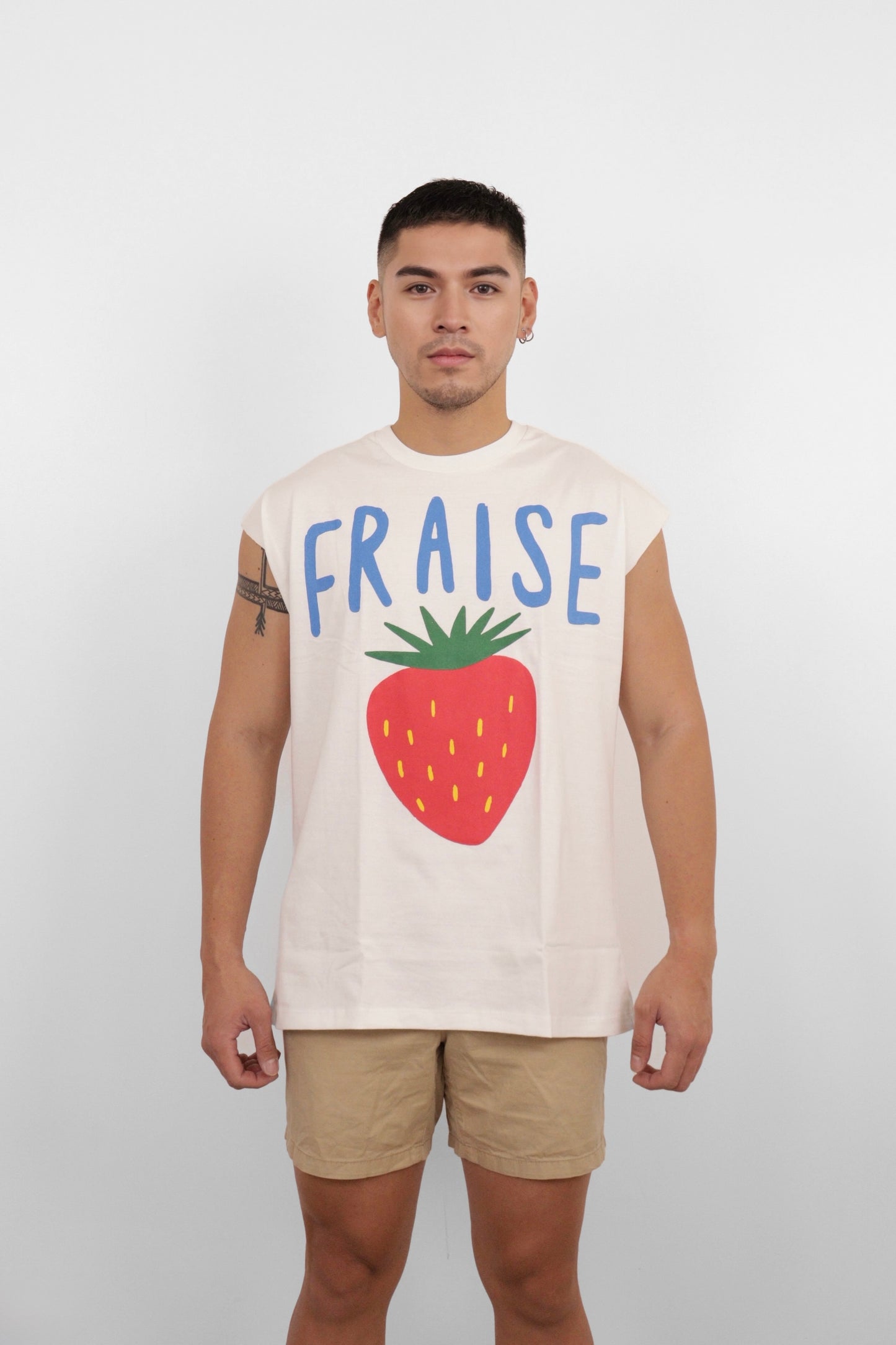 White Fraise Graphic Muscle Tee