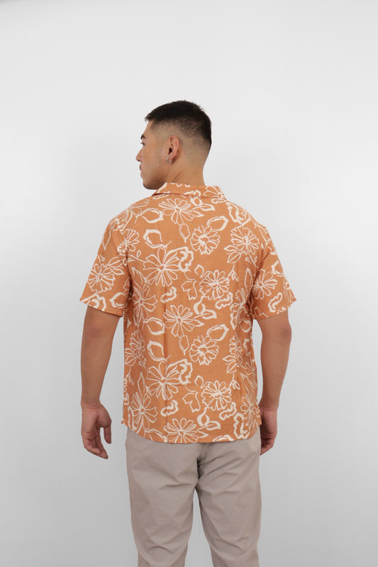 Rust Floral Camp Shirt
