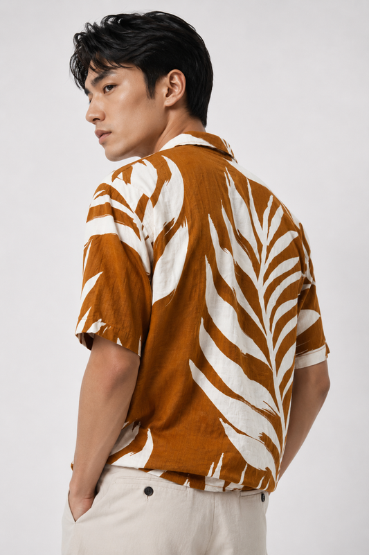 Rust Tropic Vine Camp Shirt