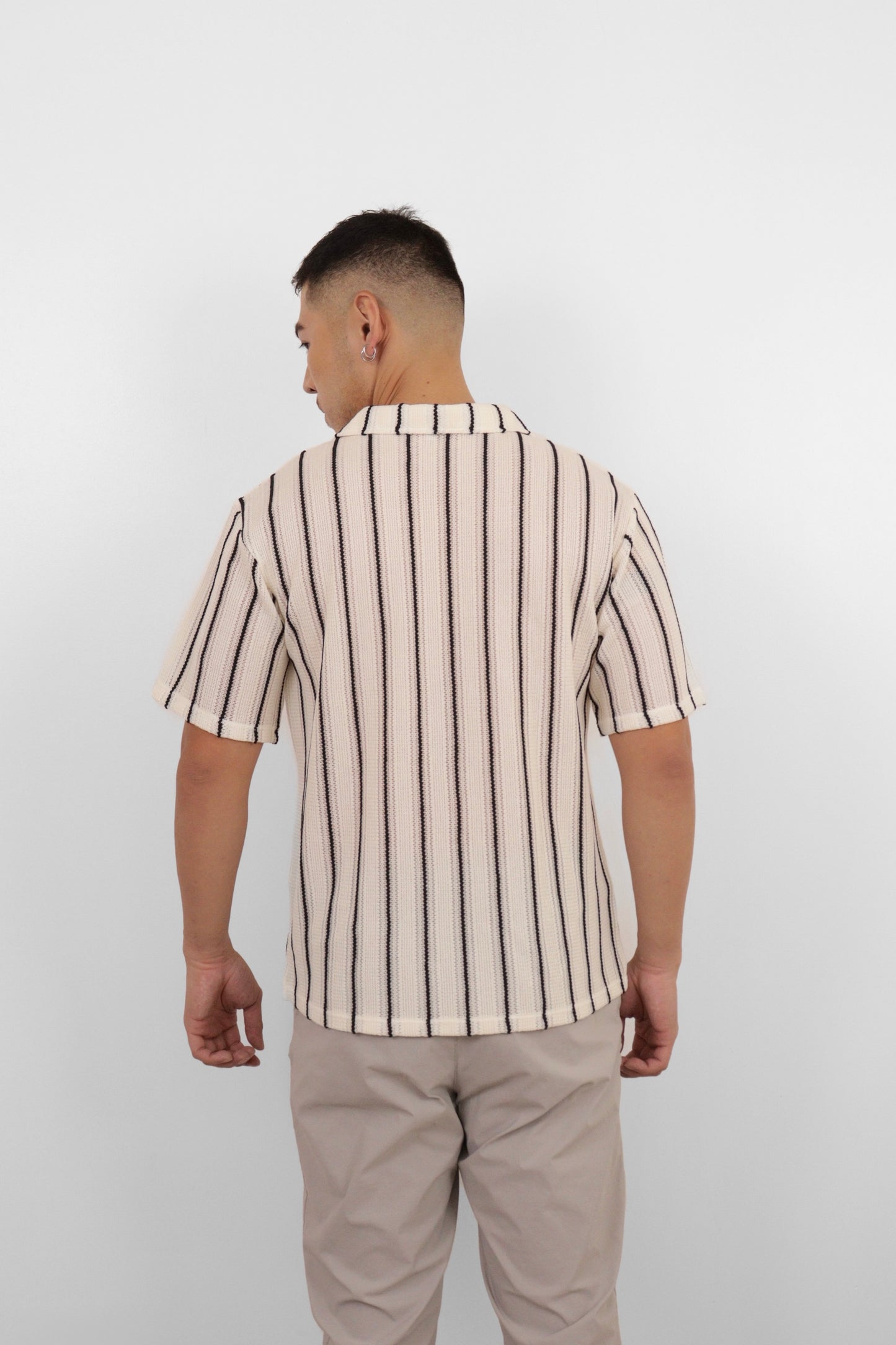 Monochrome Stripe Camp Shirt