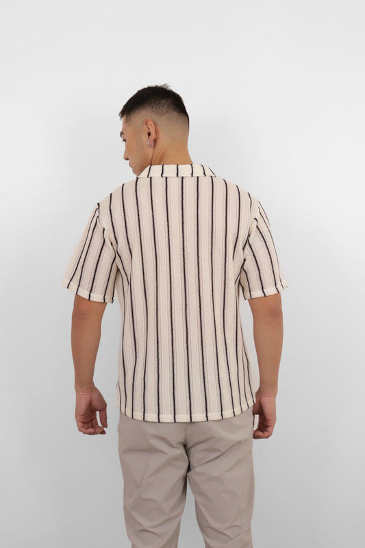 Monochrome Stripe Camp Shirt
