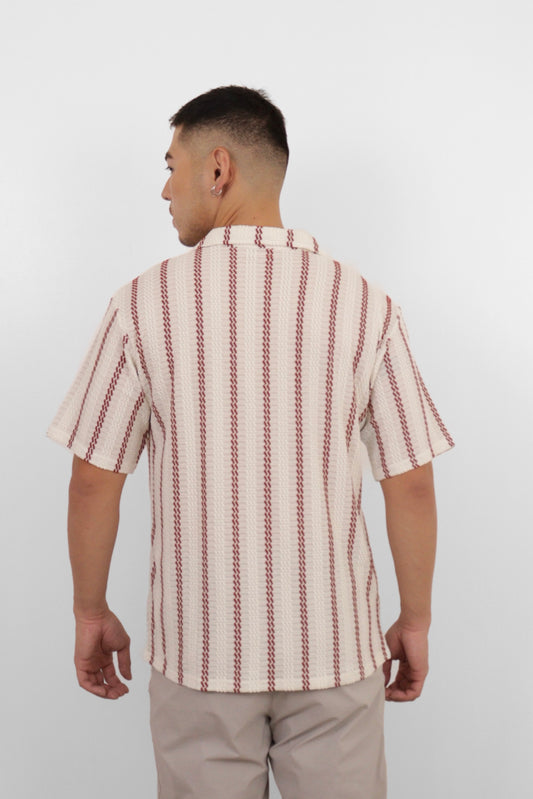 Bordeaux Stripe Camp Shirt