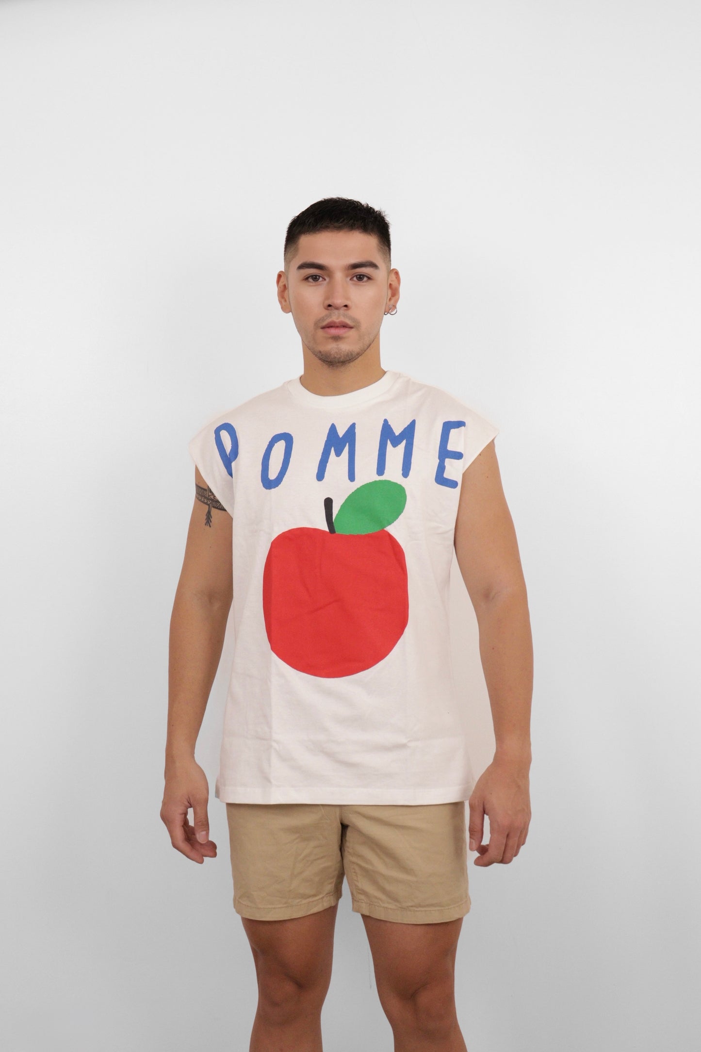White Pomme Graphic Muscle Tee