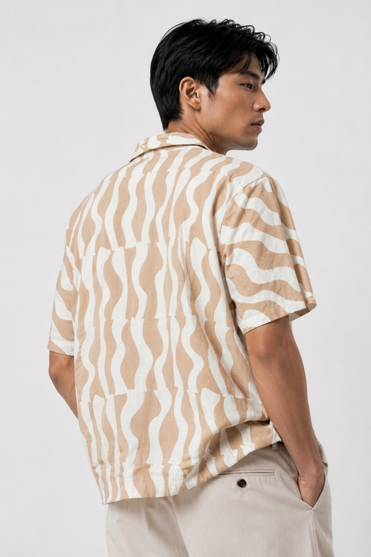 Wave Print Camp Shirt