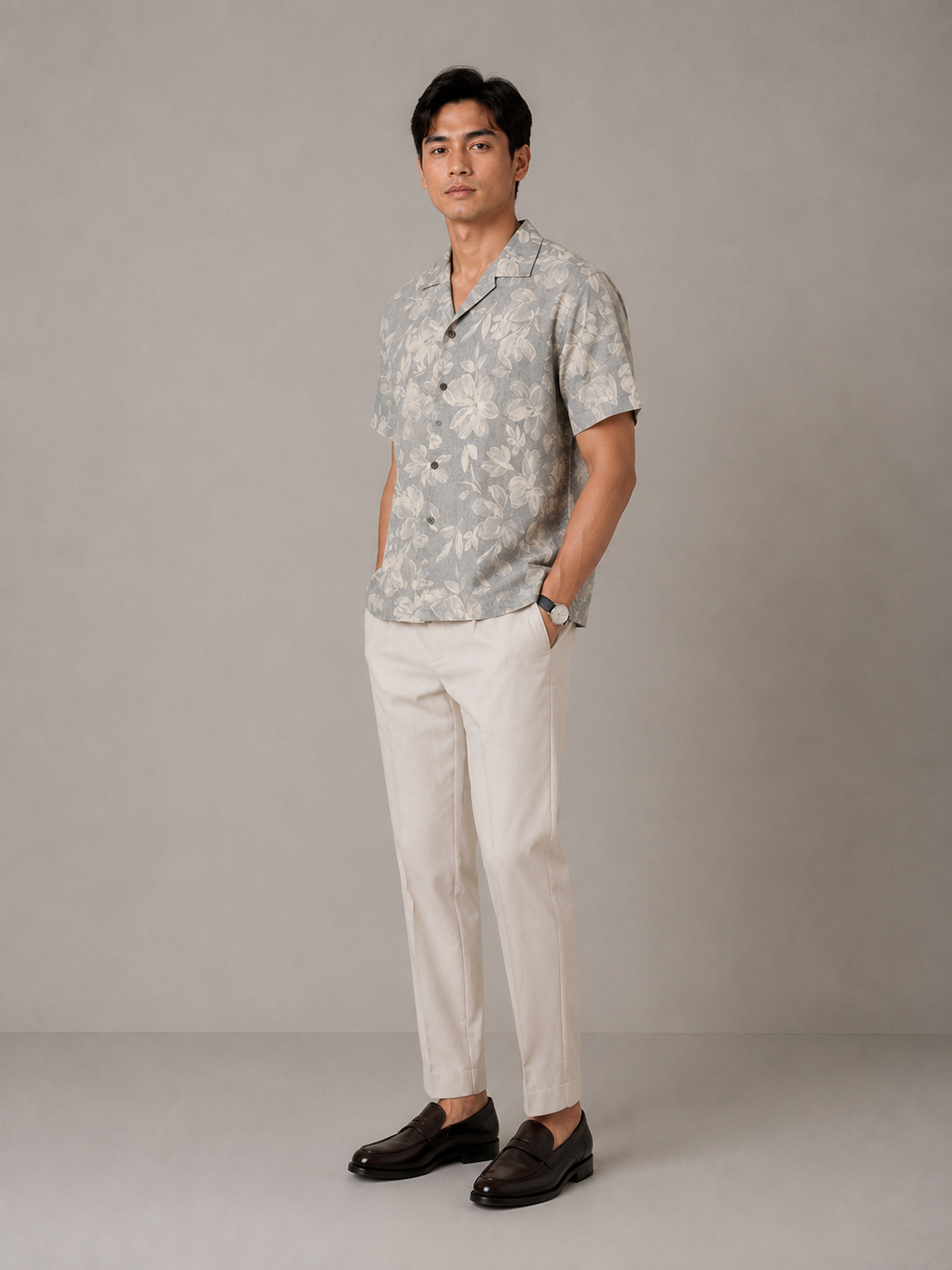 Mist Garden Chambray Resort Shirt - Slim Fit