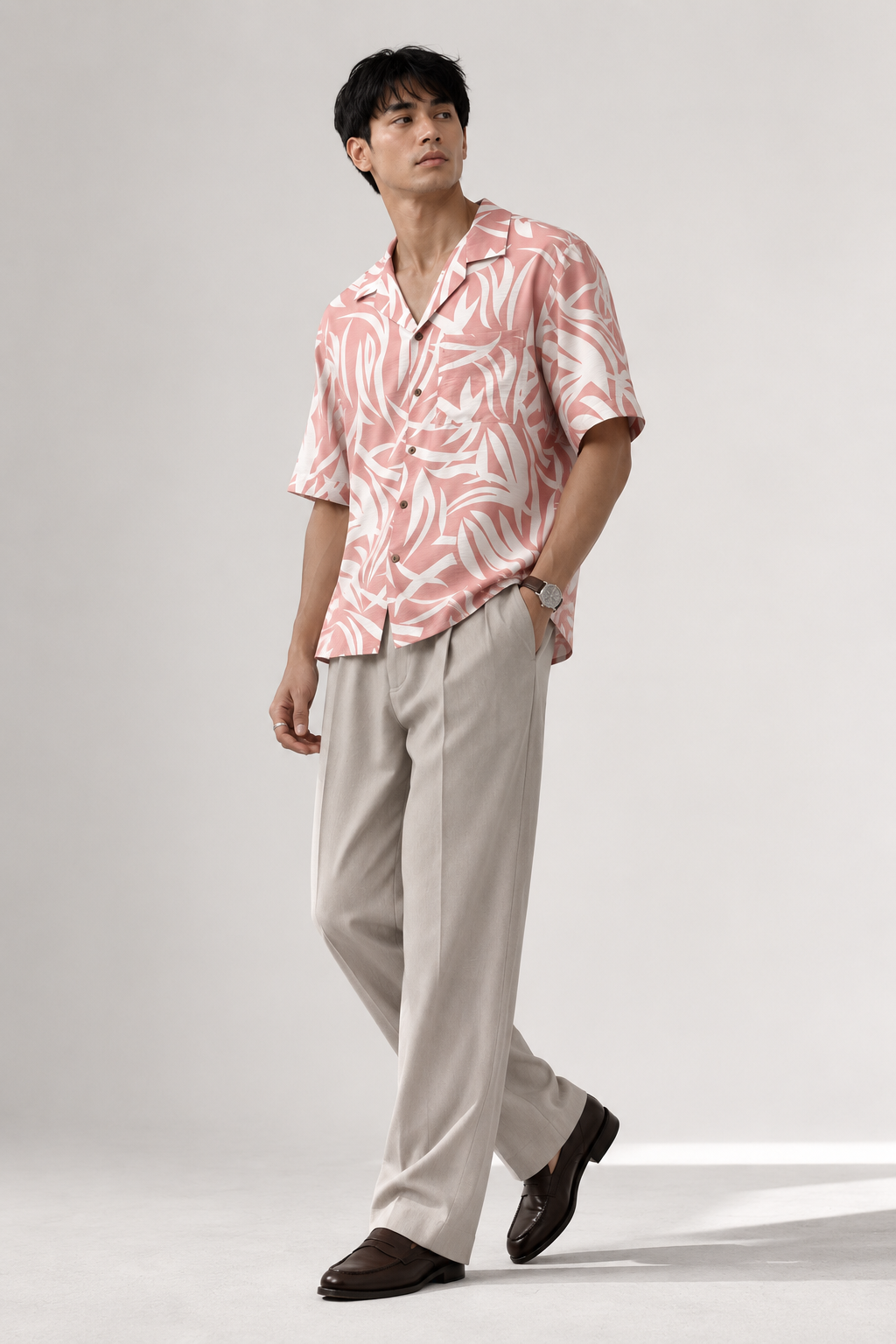 Blush Palm Resort Shirt
