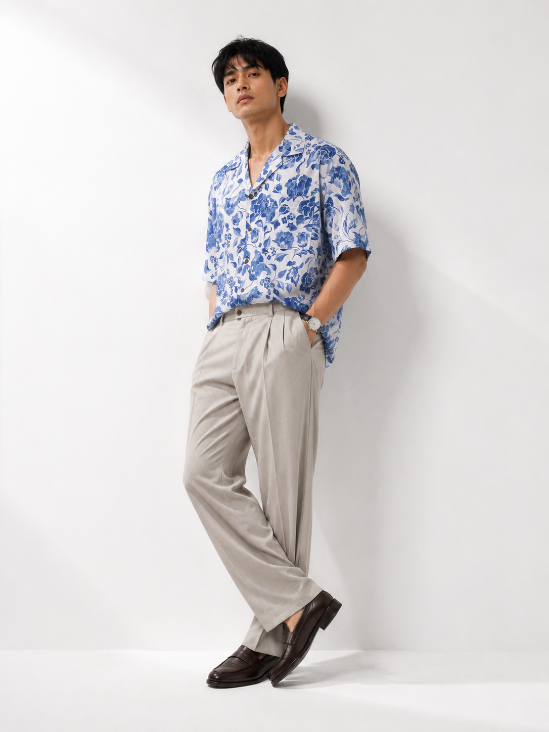 Blue Porcelain Floral Resort Shirt