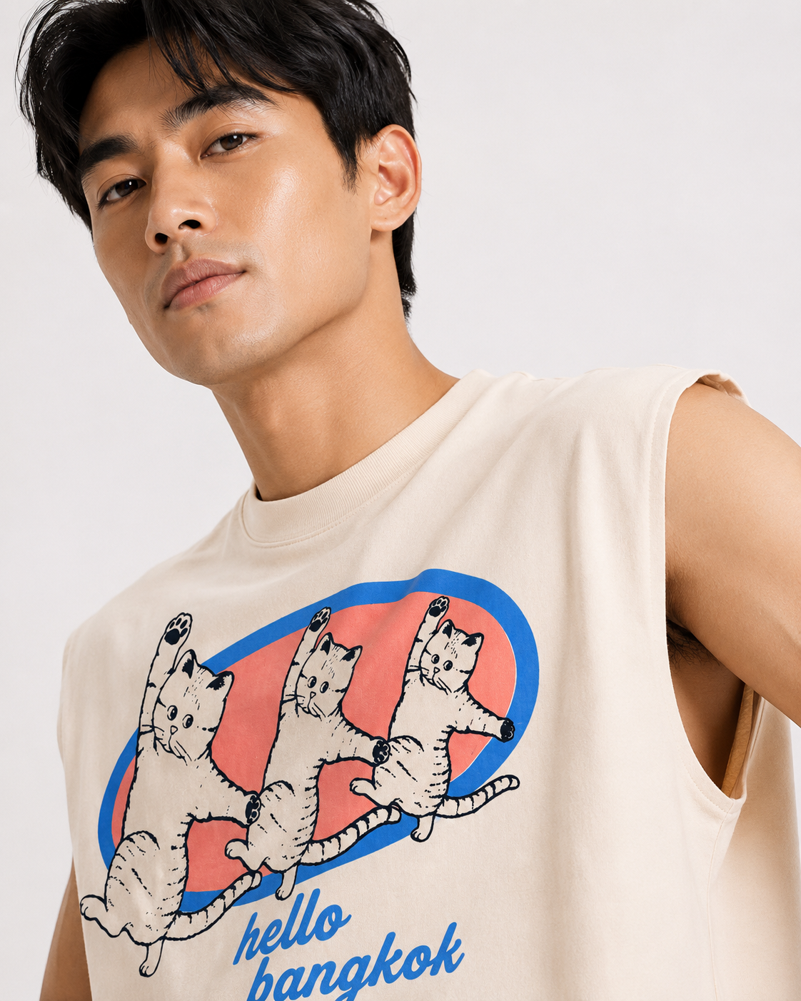 Hello Bangkok Cropped Muscle Tee