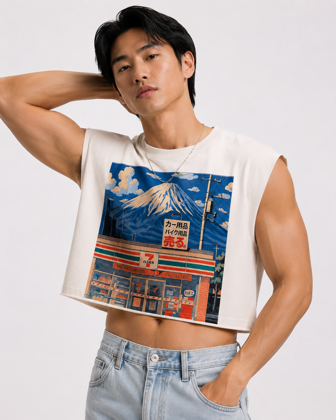 711 & Fuji Cropped Muscle Tee