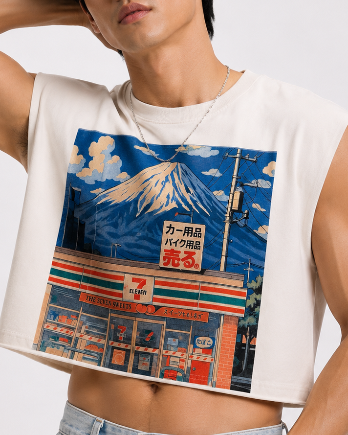 711 & Fuji Cropped Muscle Tee