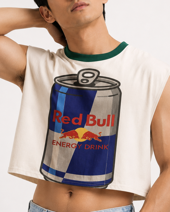 Red Bull Green Ribbed Cropped Muscle Tee