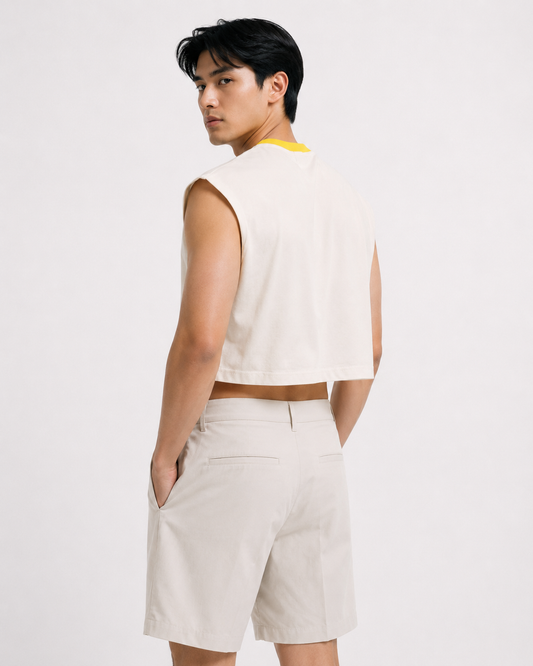 Mango Sticky Rice Yellow Ribbed Cropped Muscle Tee