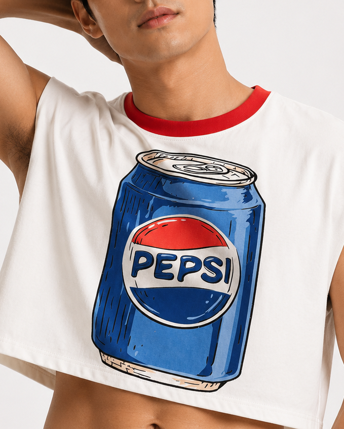 Pepsi Red Ribbed Cropped Muscle Tee