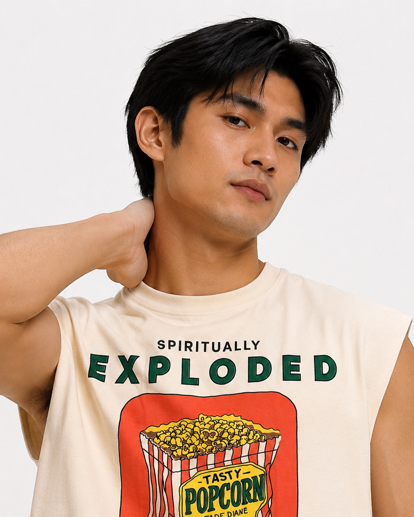 Spiritually Exploded Popcorn Classic Cropped Muscle Tee
