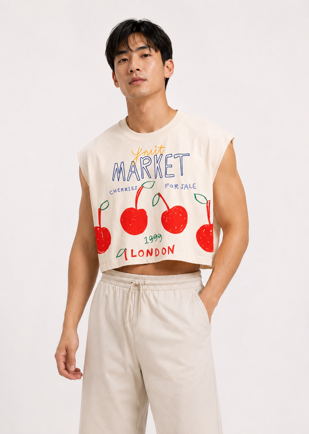 London Cherry Market Classic Cropped Muscle Tee