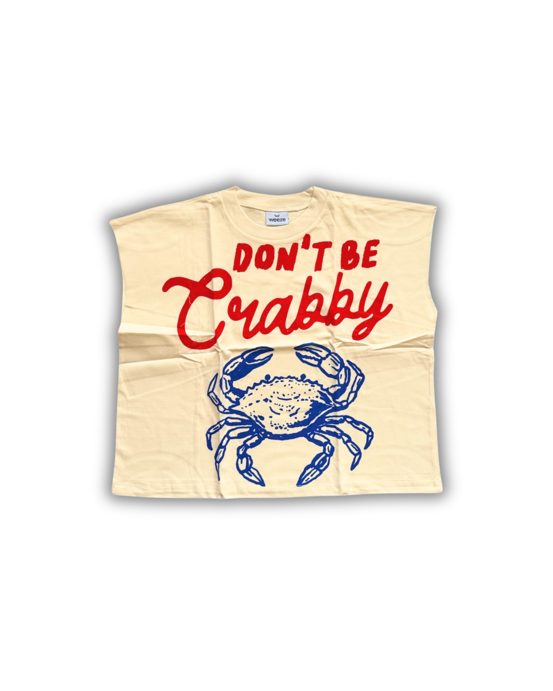 Don’t Be Crabby Cropped Muscle Tee — Cream