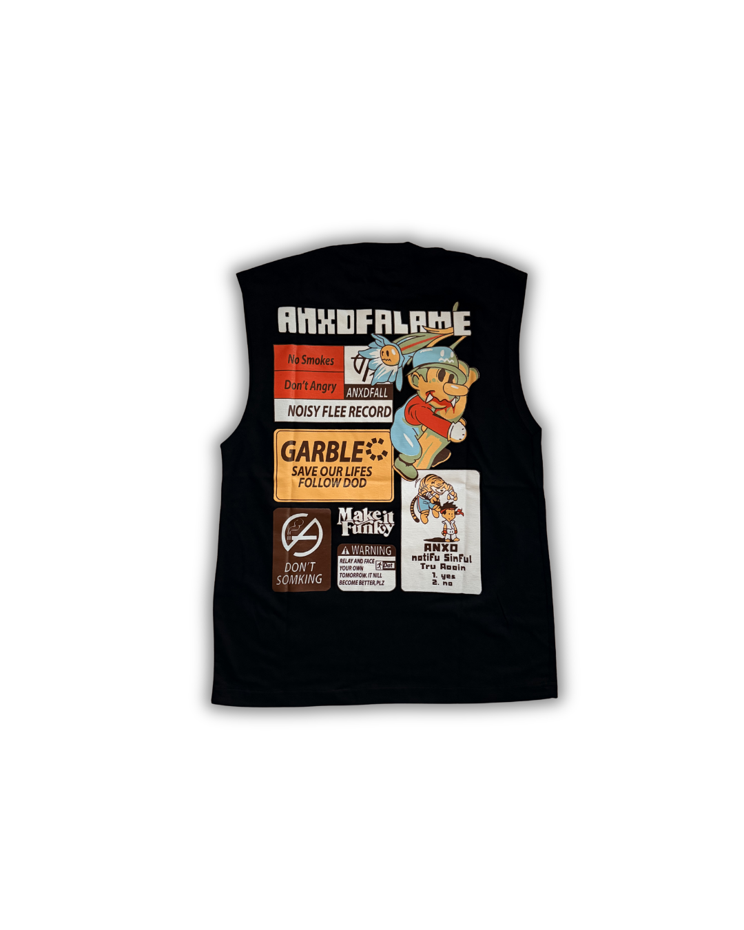 Anxdafall Patch Muscle Tee — Black