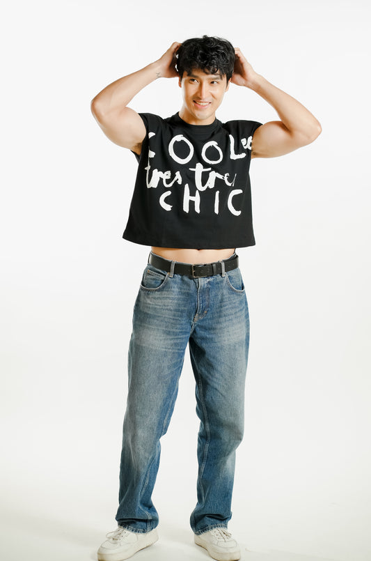 Très Chic Cropped Muscle Tee – Black