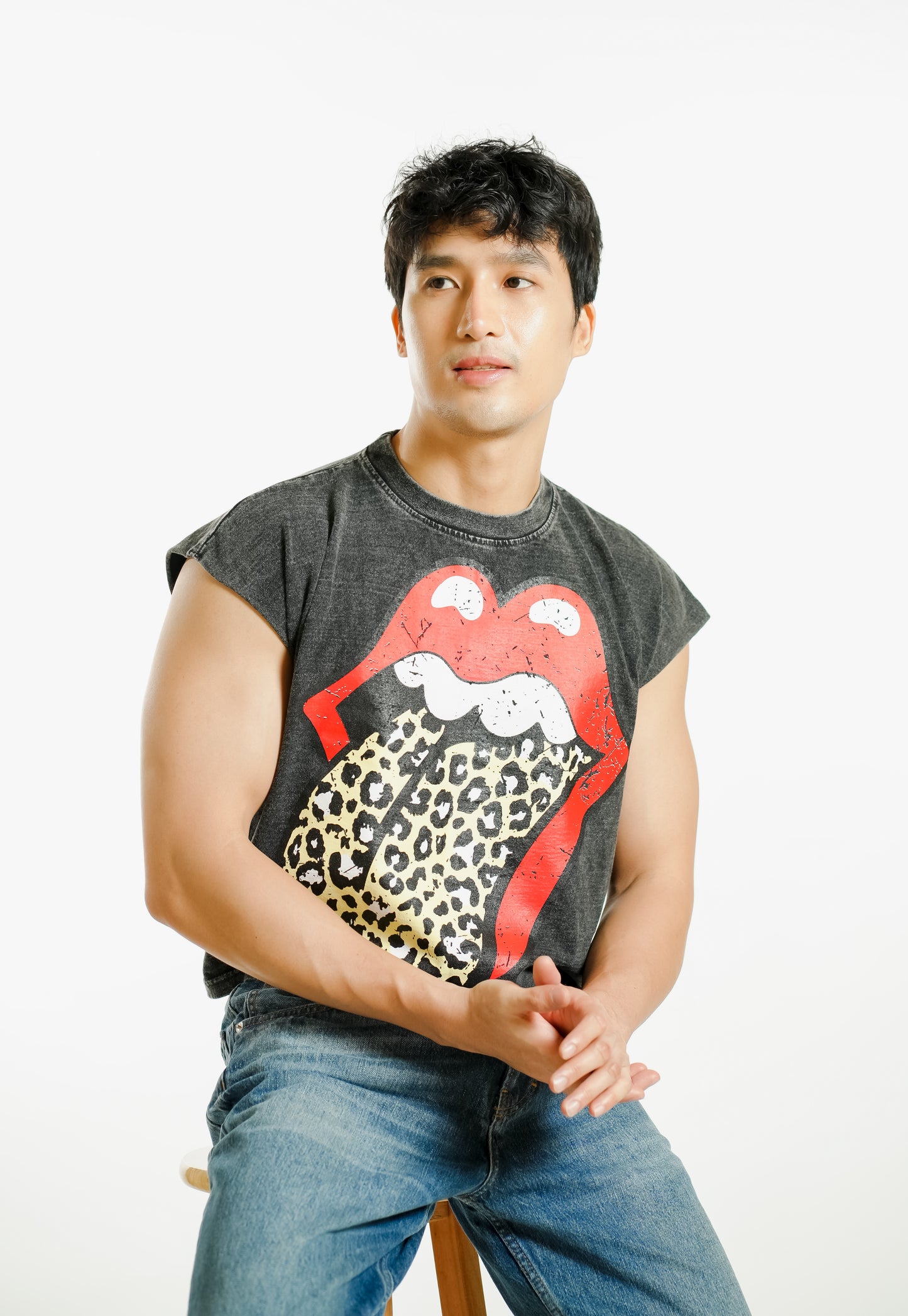 Leopard Tongue Cropped Muscle Tee