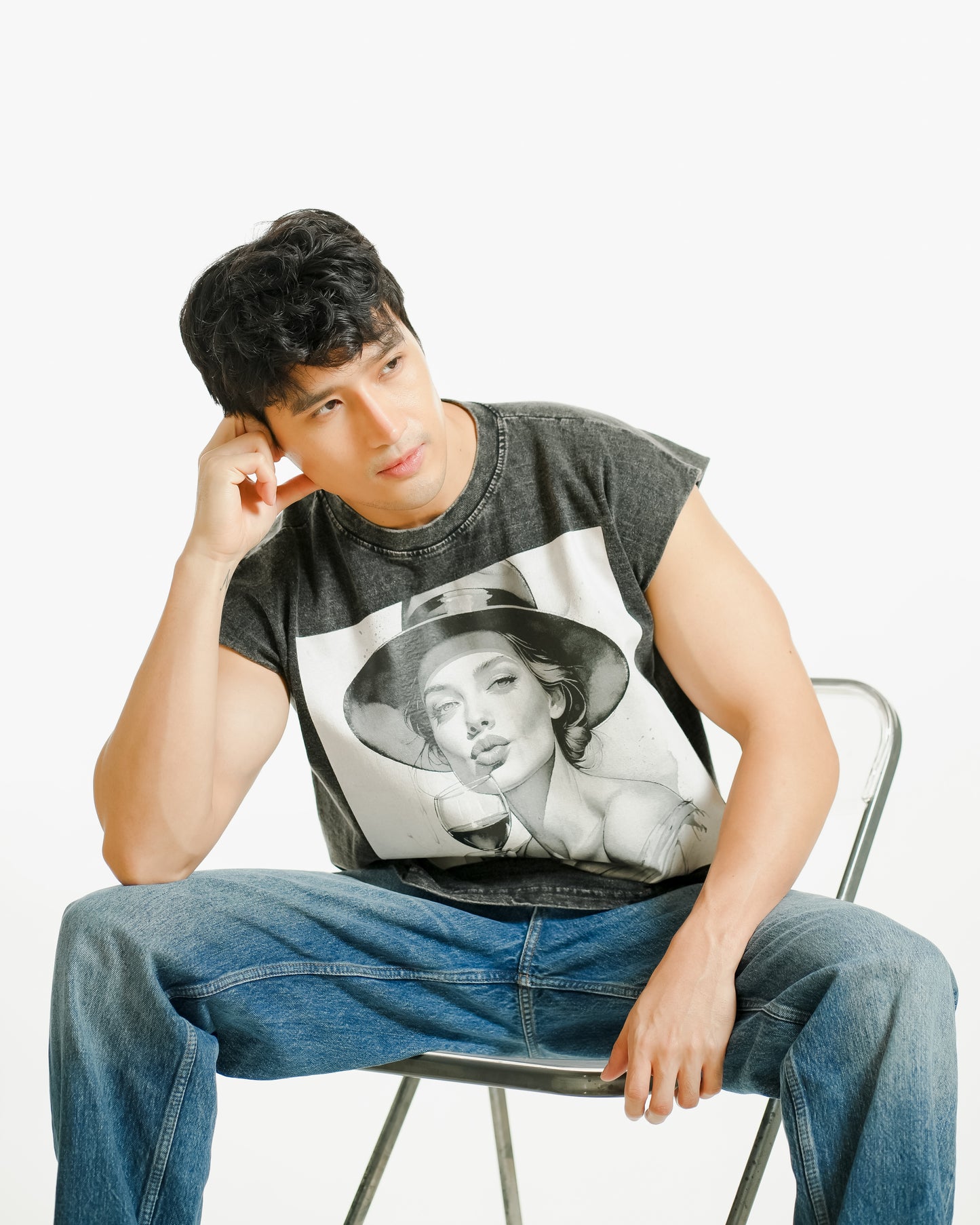 Wine Hour Cropped Muscle Tee