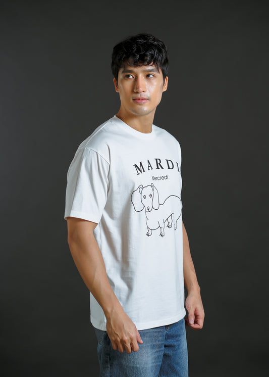 Mardi Mercredi Line Art Tee White