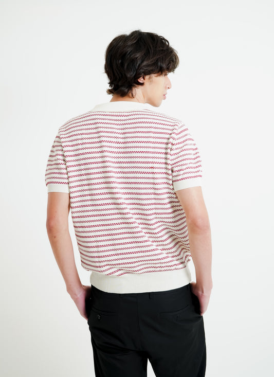White & Red Micro Stripe Polo