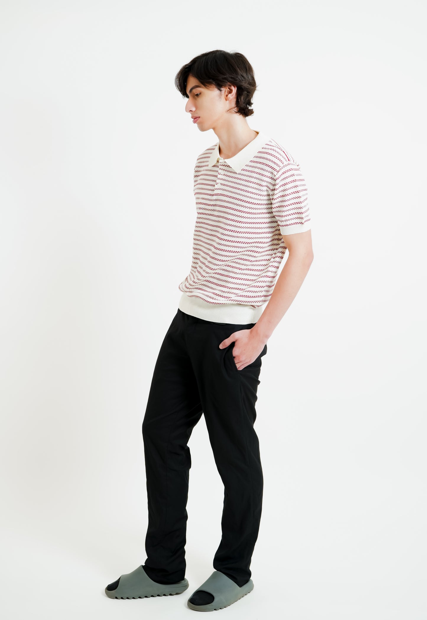 White & Red Micro Stripe Polo
