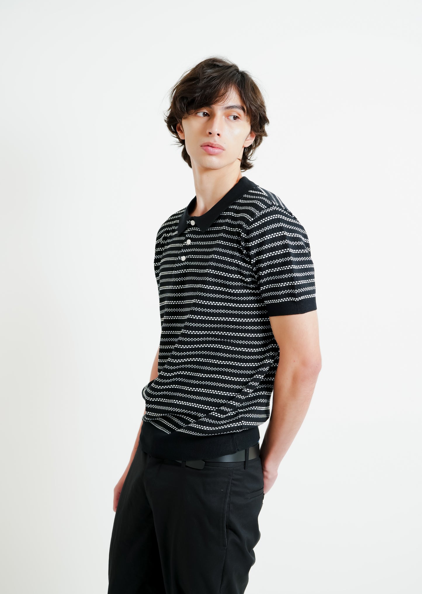 Black & White Micro Stripe Polo