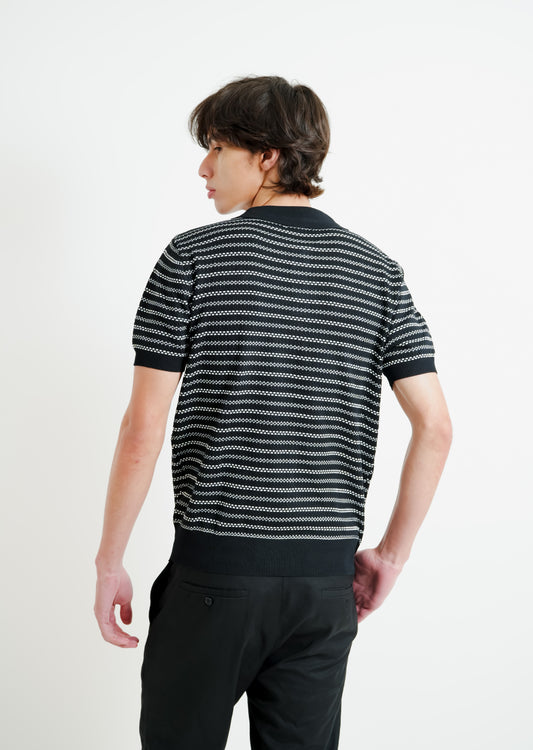 Black & White Micro Stripe Polo
