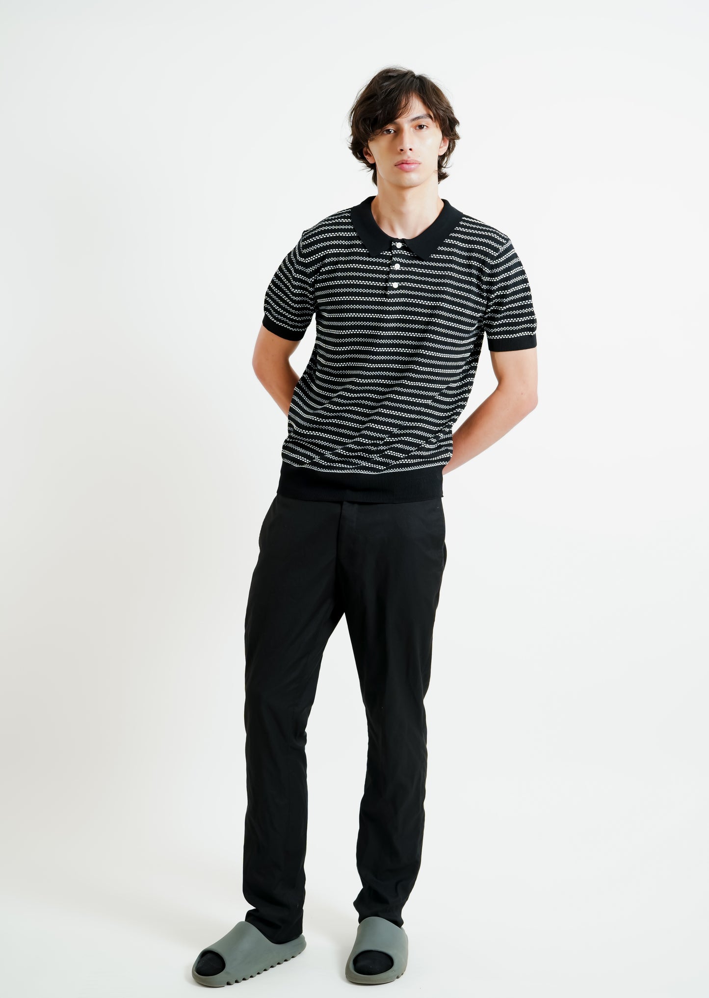 Black & White Micro Stripe Polo