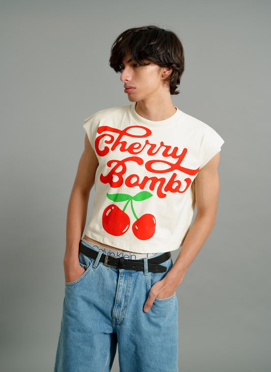 Cherry Bomb Cropped Muscle Tee
