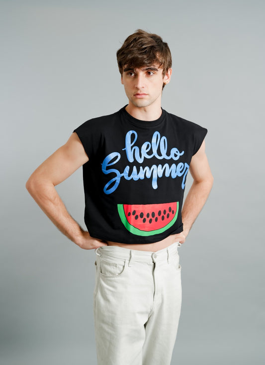 Black Hello Summer Watermelon Graphic Tee