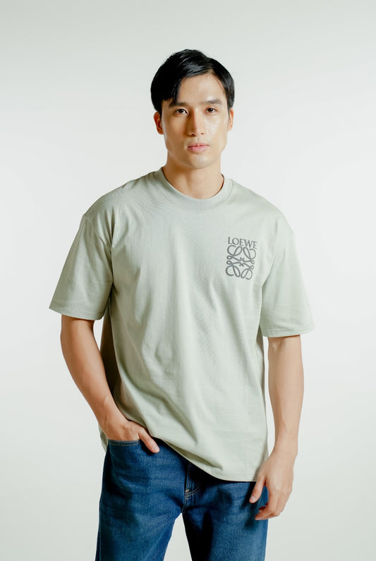 Light Gray Loewe-Inspired Logo Tee