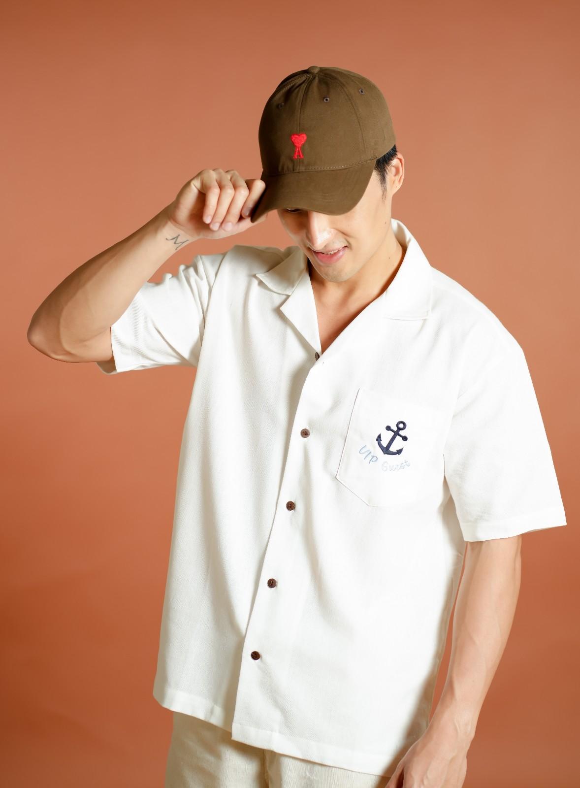 White Yacht Club Open-Collar Polo