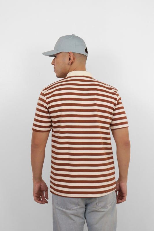 Brown Striped Polo