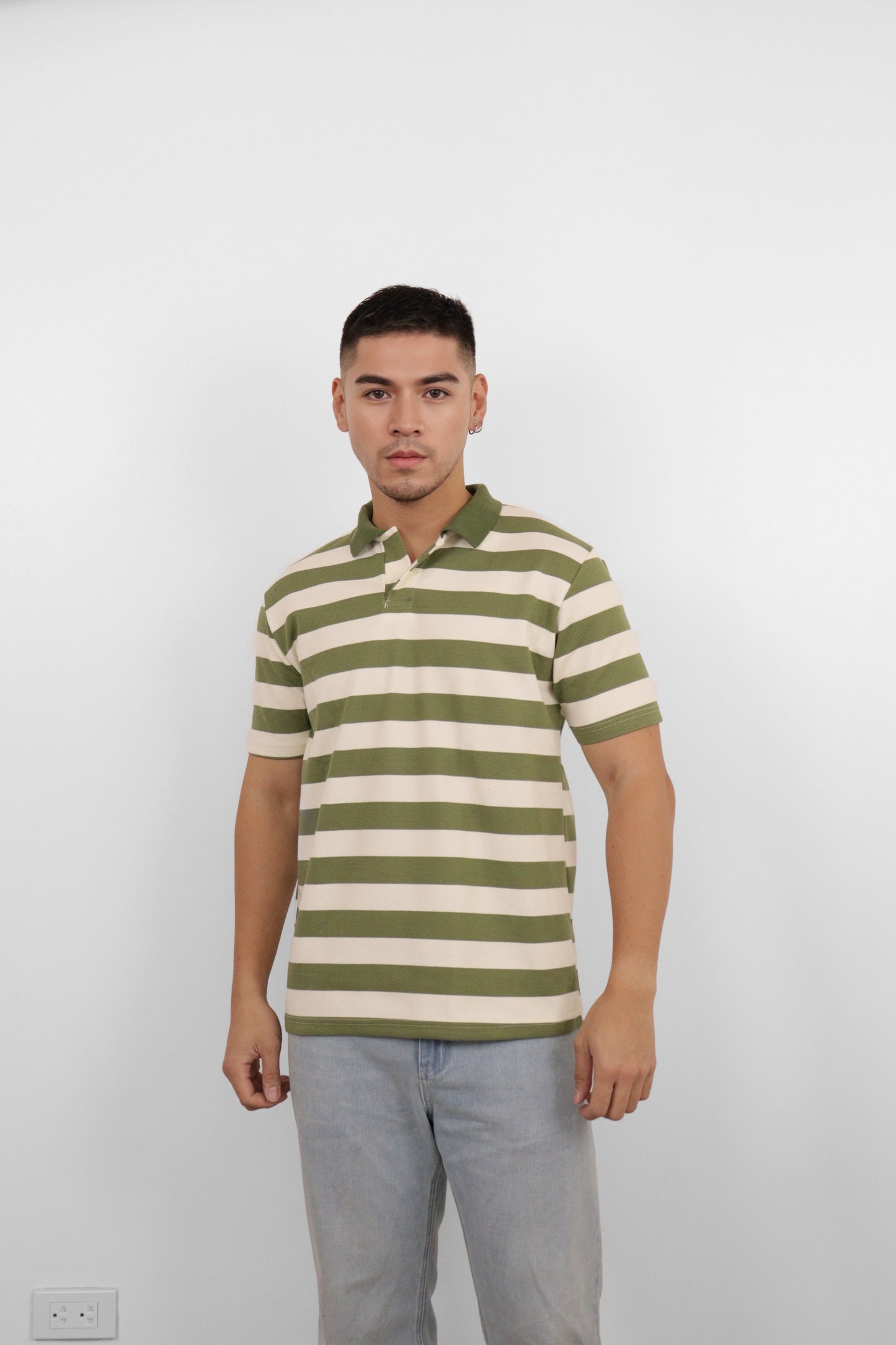 Olive Wide Stripe Polo