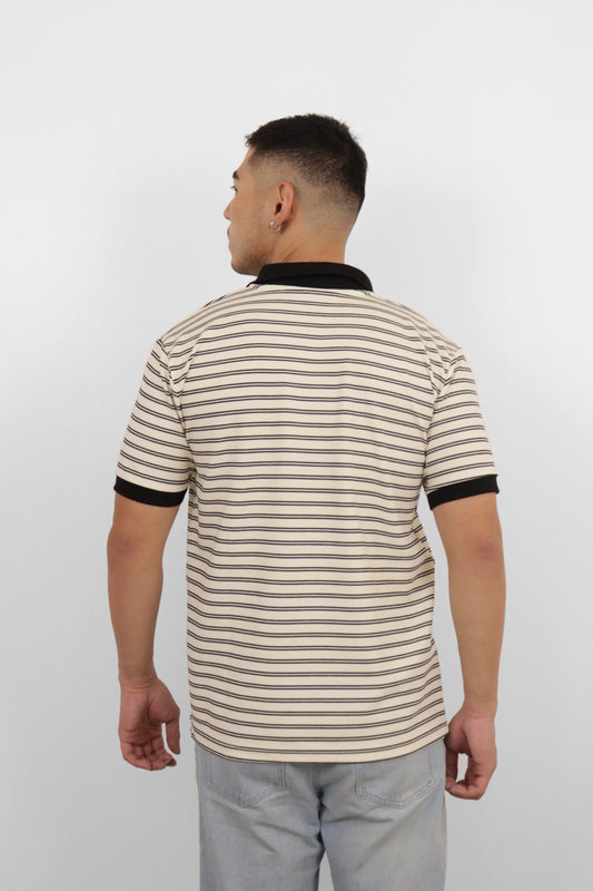 Black Pinstripe Polo Shirt