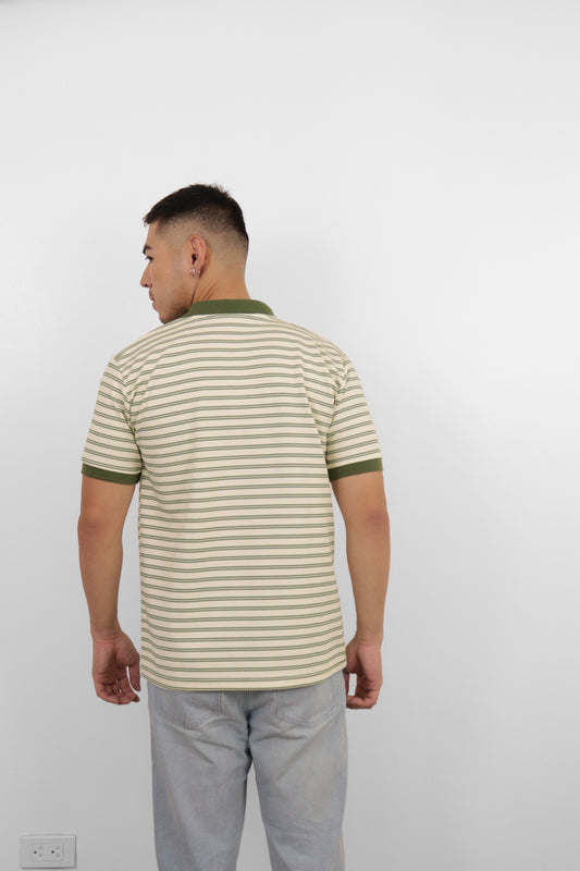 Olive Pinstripe Polo