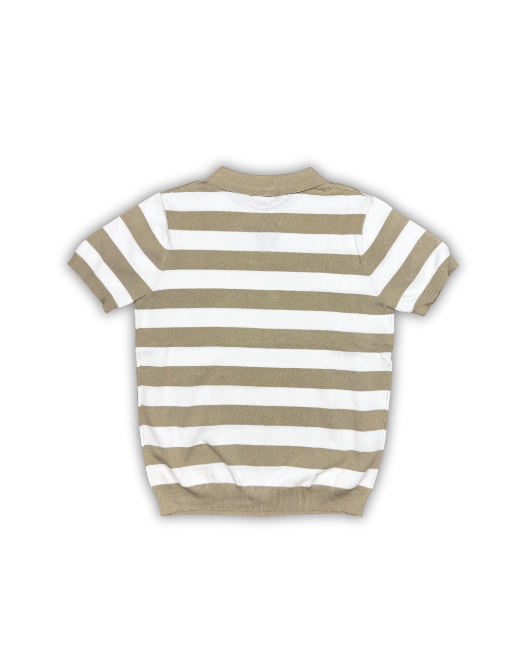 Beige & White Bold Stripe Polo