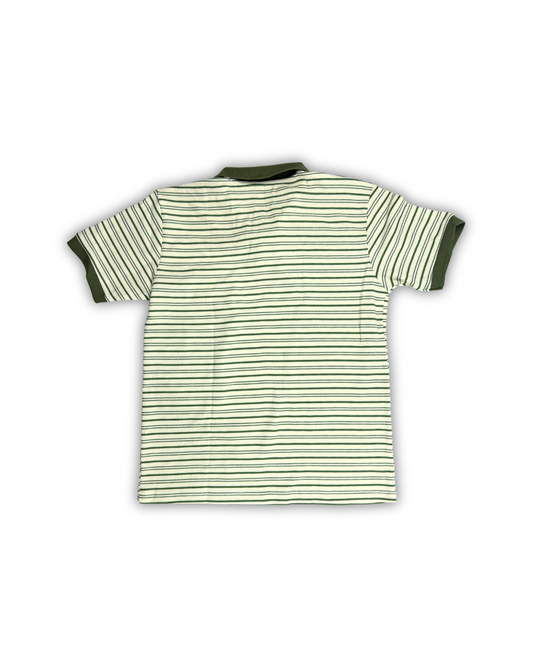 Green Contrast Striped Polo